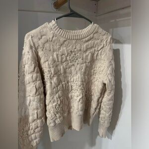 Zara Cream Sweater with Pearl Accents